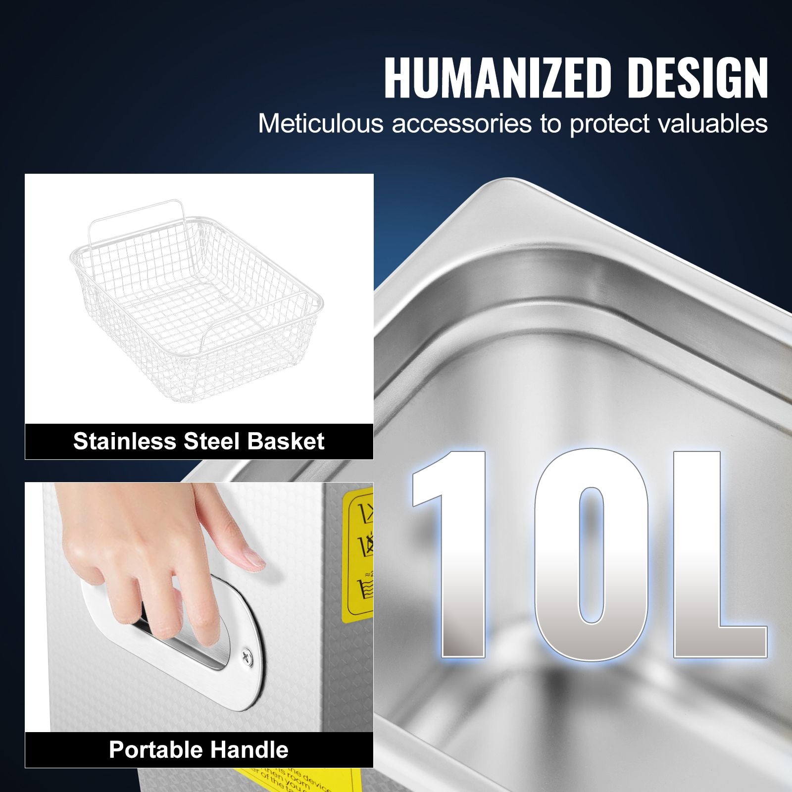 Ultrasonic Cleaner 10L Jewelry Cleaning with Digital Timer Ultrasonic Cleaning Machine for Jewellery Rings Watches Eyeglasses Dentures Coins Metal Parts Commercial and Home Use Silver