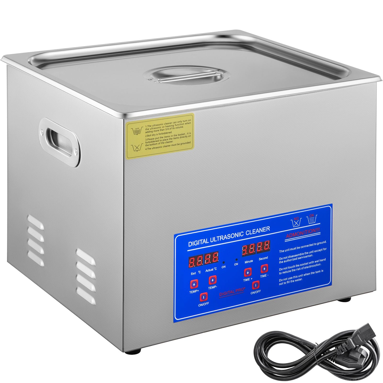 Powerful Stainless Steel 13.5-15 L Liters Ultrasonic Cleaner 360W Digital Heater Timer