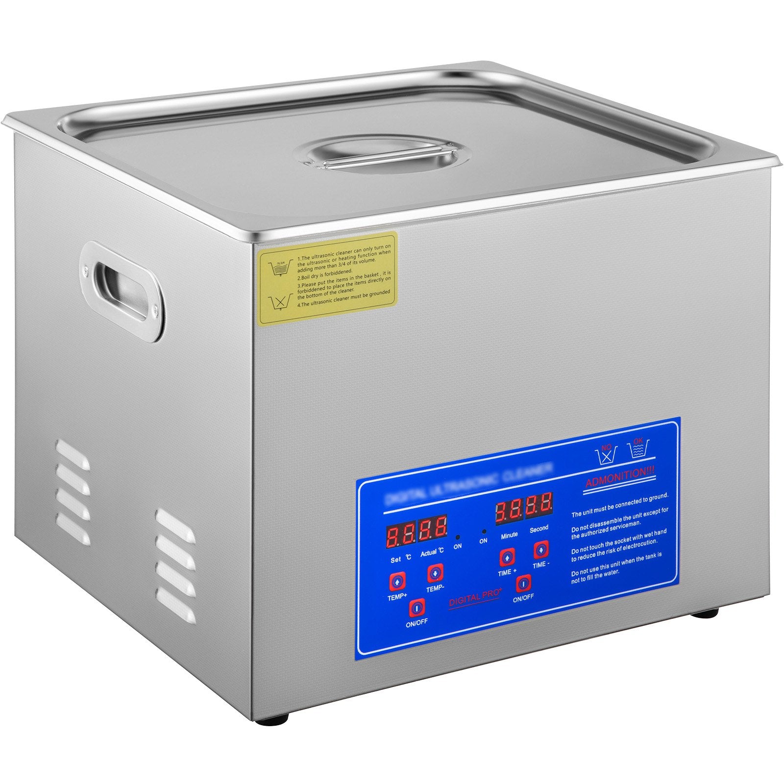 Powerful Stainless Steel 13.5-15 L Liters Ultrasonic Cleaner 360W Digital Heater Timer