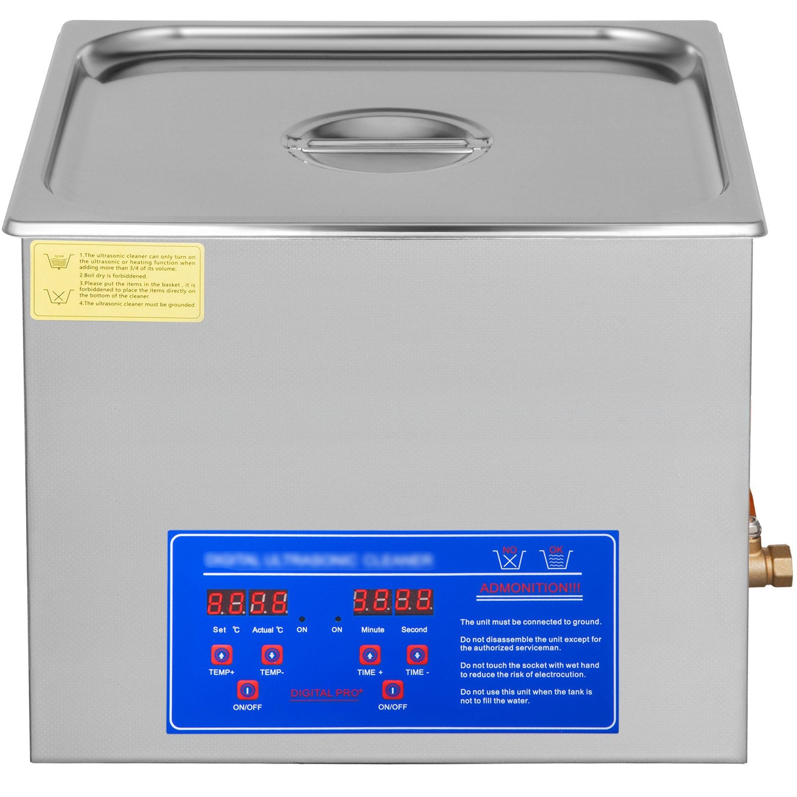 Powerful Stainless Steel 13.5-15 L Liters Ultrasonic Cleaner 360W Digital Heater Timer