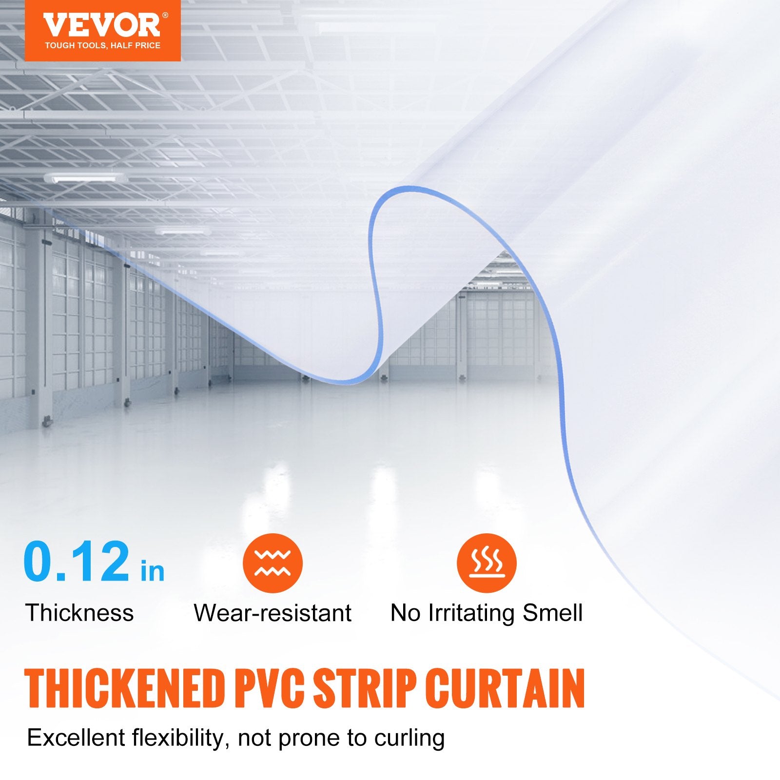 Strip Curtain, 2500 cm L x 30.5 cm W x 3 mm Thickness, Clear PVC Smooth Curtain Strip Door Bulk Roll, Plastic Door Strips for Doorways of Supermarket, Garage, Warehouse, Barn, Pet Animal House
