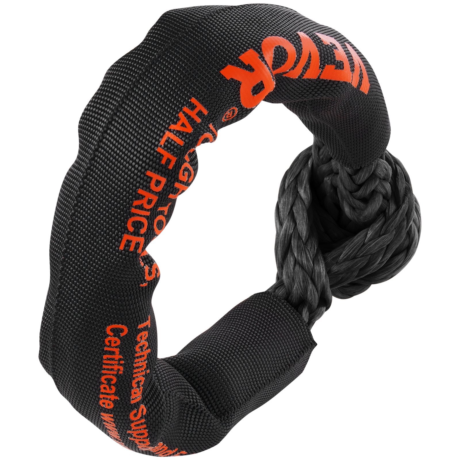 Synthetic Soft Shackle Rope, 2 Pack 12.7 x 558.8 mm 20 Ton Breaking Strength, Recovery Tow Shackles with Extra 2 Sleeves and Storage Bag for UTV, ATV, Trucks, Jeep, Off-Road Vehicles, Black