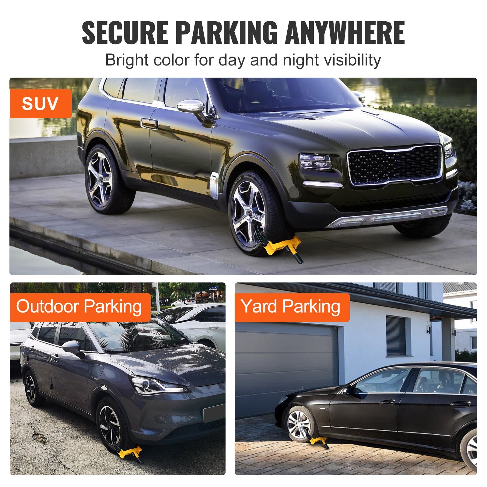 Wheel Lock, 2 Packs Universal Wheel Clamp Lock, Adjustable Anti Theft Trailer Lock Wheel Clamp, Heavy-duty Steel Tire Lock for ATV RV SUV Car Golf Cart Boats Motorcycles, with 6 Keys