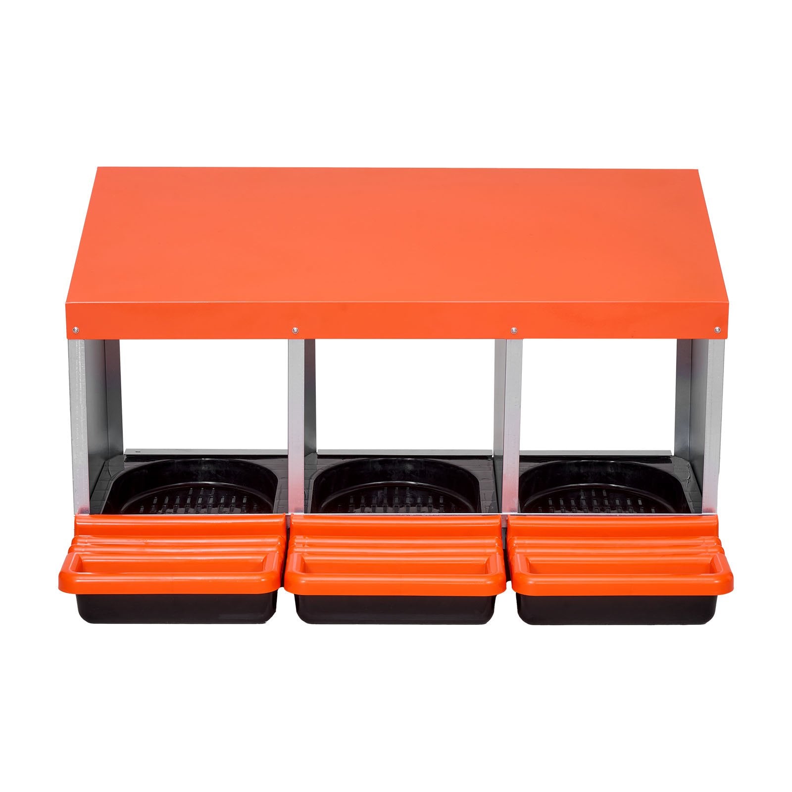 Chicken Nest Box, 3-Compartment, 15 to 30 in Stable & Corrosion-Resistant Metal Nesting Boxes with Inclined Nesting Boxes, Bottom Holes & Resting Platform, Fit for Different Chicken Breeds
