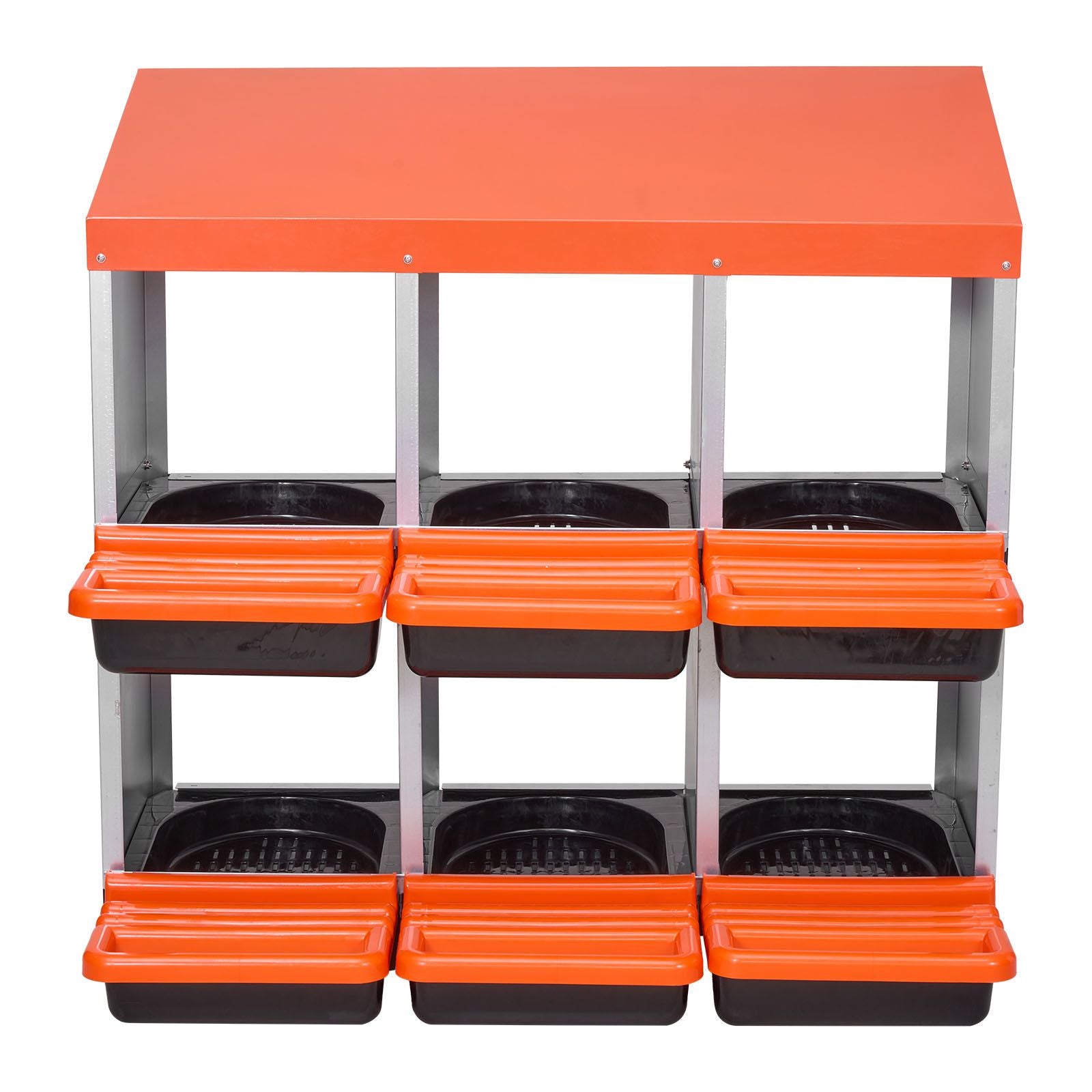 6 Compartment Chicken Nesting Boxes Roll Out Egg Laying Metal Coop Box