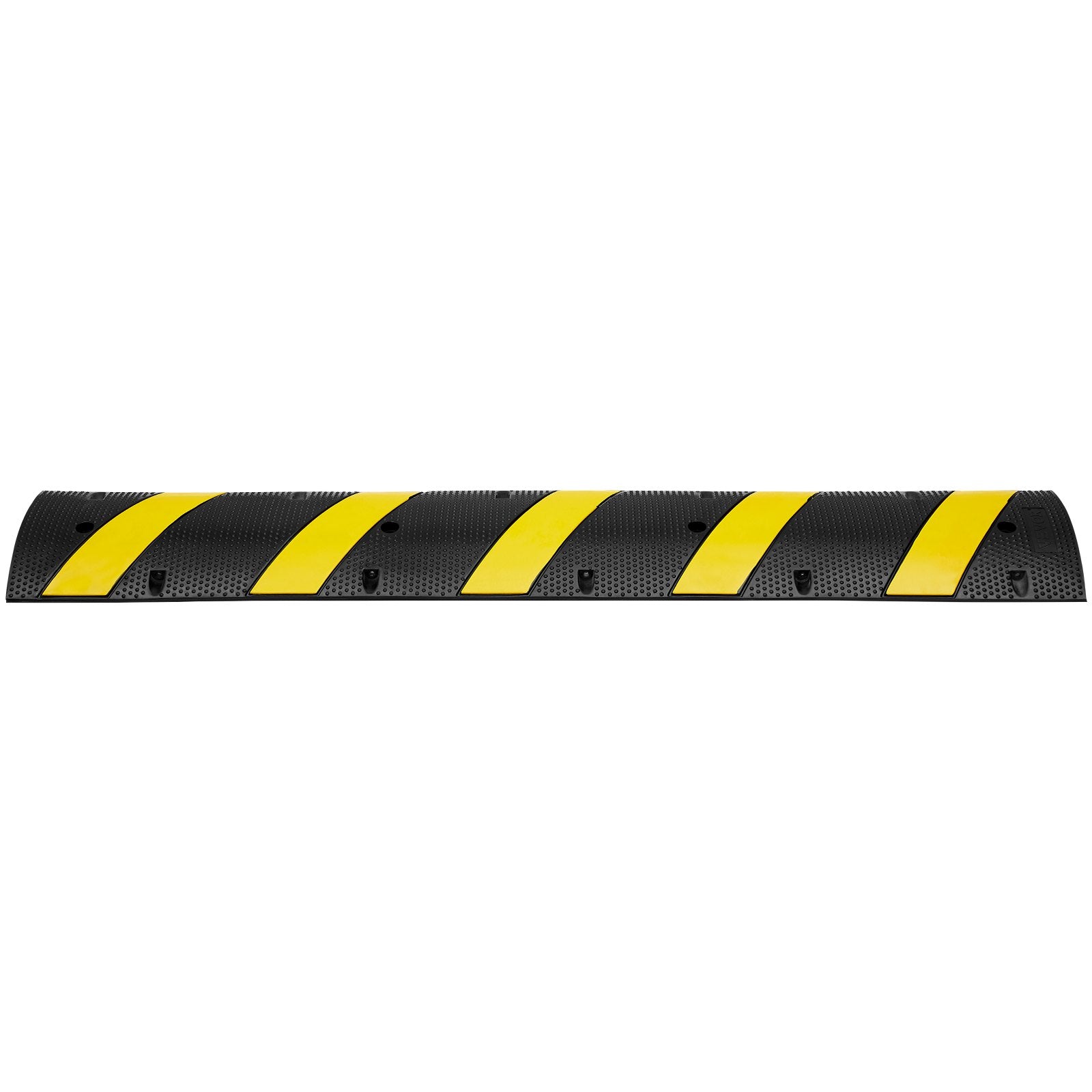 6 ft Rubber Speed Hump, 2 Channel, 10000 kg/axle Load Capacity Heavy Duty Traffic Speed Bump, with High Reflective Yellow Strip 4 Expansion Screws and 1 Drill, for Asphalt Concrete Gravel Roads