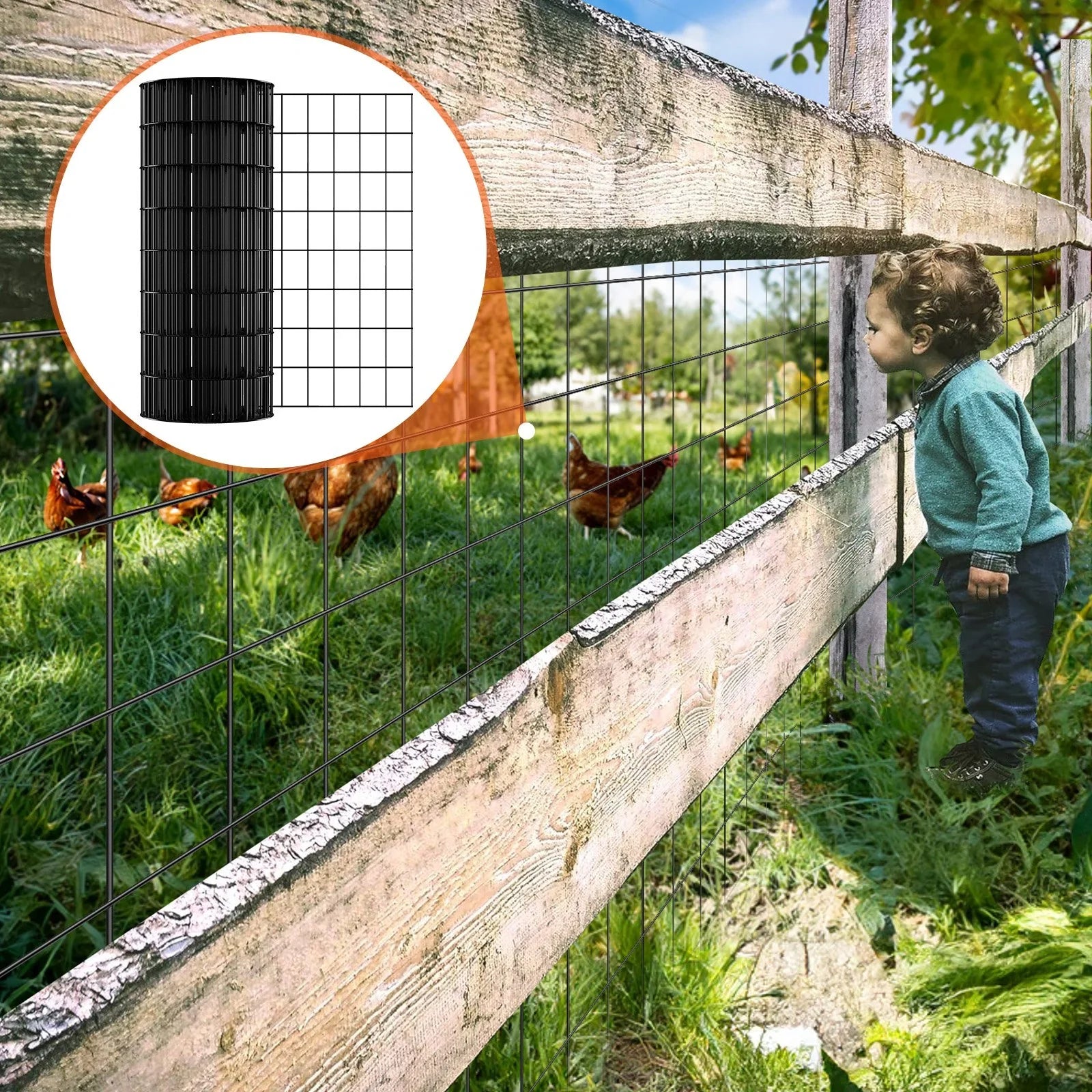 Hardware Cloth, 24'' x 50' Galvanized Wire Mesh Roll, 16 Gauge Chicken Wire Fence Roll, Vinyl Coating Metal Wire Mesh for Chicken Coop Barrier, Rabbit Snake Fences, Poultry Enclosures