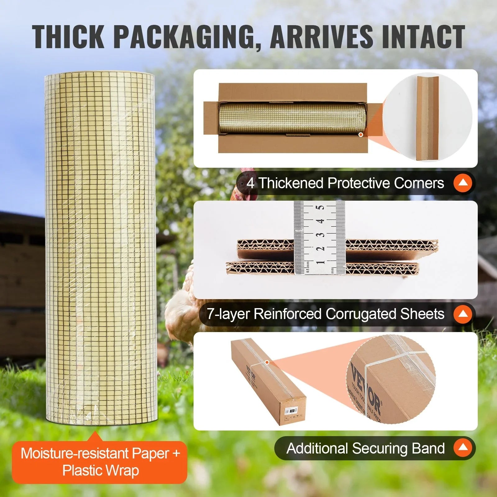 Hardware Cloth, 36'' x 100' Galvanized Wire Mesh Roll, 19 Gauge Chicken Wire Fence Roll, Vinyl Coating Metal Wire Mesh for Chicken Coop Barrier, Rabbit Snake Fences, Poultry Enclosures