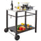 Outdoor Grill Dining Cart with Double-Shelf, 85*55cm BBQ Movable Food Prep Table, Multifunctional Stainless Steel Table Top, Portable Modular Carts for Pizza Oven, Worktable with 2 Wheels, Carry Handle