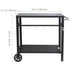 Outdoor Grill Dining Cart with Double-Shelf, 85*55cm BBQ Movable Food Prep Table, Multifunctional Iron Table Top, Portable Modular Carts for Pizza Oven, Worktable with 2 Wheels, Carry Handle, Black