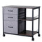 Mobile Metal File Cabinet with 3 Fabric Drawers and 2 Open Shelves Brown