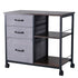 Mobile Metal File Cabinet with 3 Fabric Drawers and 2 Open Shelves Brown