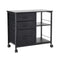 Mobile Metal File Cabinet, 3 Fabric Drawers & 2 Open Shelves, Rolling Black