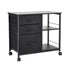 Mobile Metal File Cabinet, 3 Fabric Drawers & 2 Open Shelves, Rolling Black