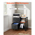 Mobile Metal File Cabinet, 3 Fabric Drawers & 2 Open Shelves, Rolling Black