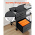Mobile Metal File Cabinet, 3 Fabric Drawers & 2 Open Shelves, Rolling Black