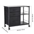 Mobile Metal File Cabinet, 3 Fabric Drawers & 2 Open Shelves, Rolling Black
