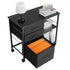 Mobile Metal File Cabinet, 3 Fabric Drawers & 2 Open Shelves, Rolling Black