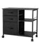 Mobile Metal File Cabinet with 3 Fabric Drawers and 2 Open Shelves Black