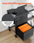 Mobile Metal File Cabinet with 3 Fabric Drawers and 2 Open Shelves Black