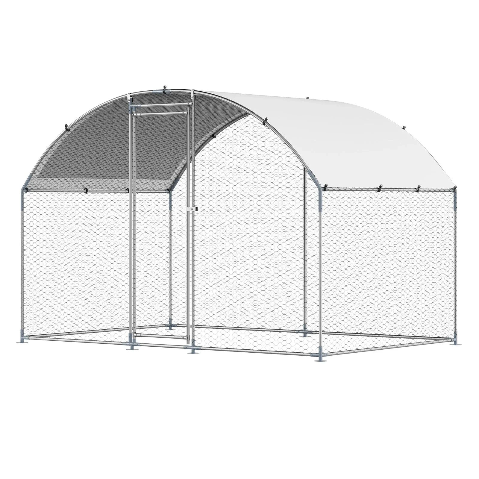 Metal Chicken Coop, 9.8x6.5x6.5ft Large Walk-in Chicken Runs with Cover, Doom Roof Hen House Enclosure with Security Lock, Outdoor Duck Rabbit Cage Poultry Pen for Backyard, Farm, Yard