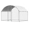 Metal Chicken Coop, 9.8x6.5x6.5ft Large Walk-in Chicken Runs with Cover, Doom Roof Hen House Enclosure with Security Lock, Outdoor Duck Rabbit Cage Poultry Pen for Backyard, Farm, Yard