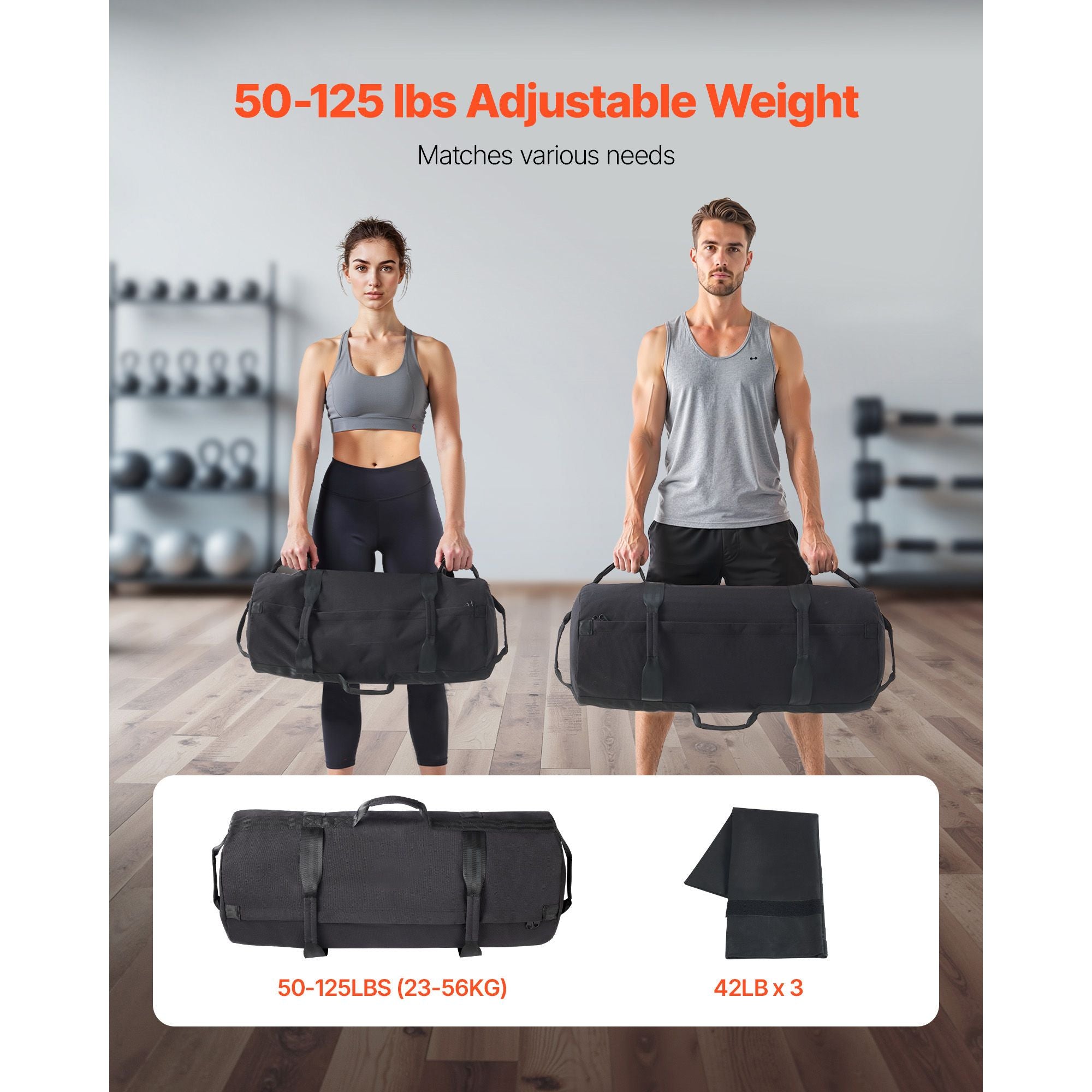 Adjustable Workout Sandbag 23-56kg Heavy Duty Strength Training Bag