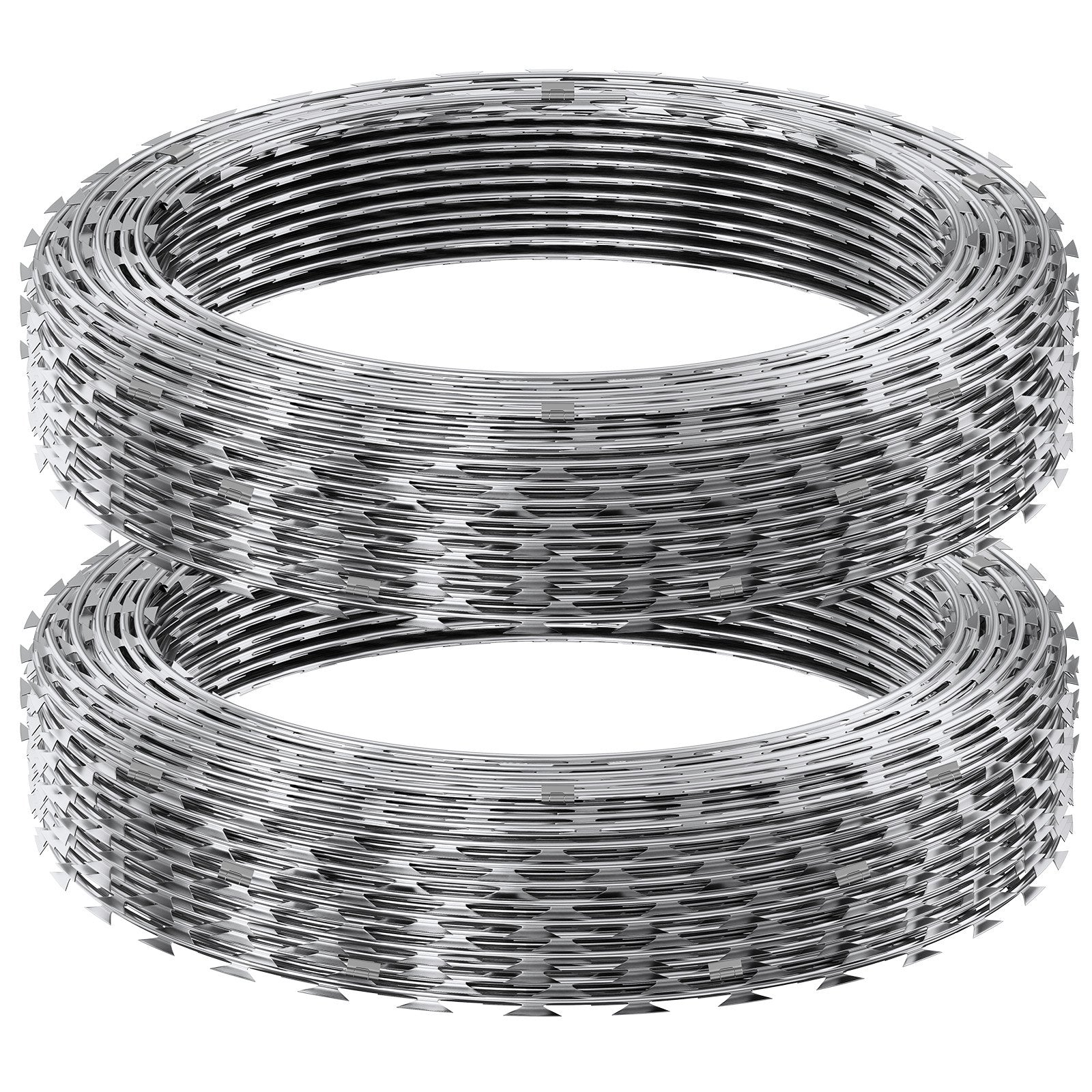 Razor Wires, 98 ft Razor Barbed Wire, 2 Rolls Razor Wire Fencing Razor Fence, Double Spiral Razor Ribbon Barbed Wire Galvanized Razor Wire Fence, Rolls Razor for Garden