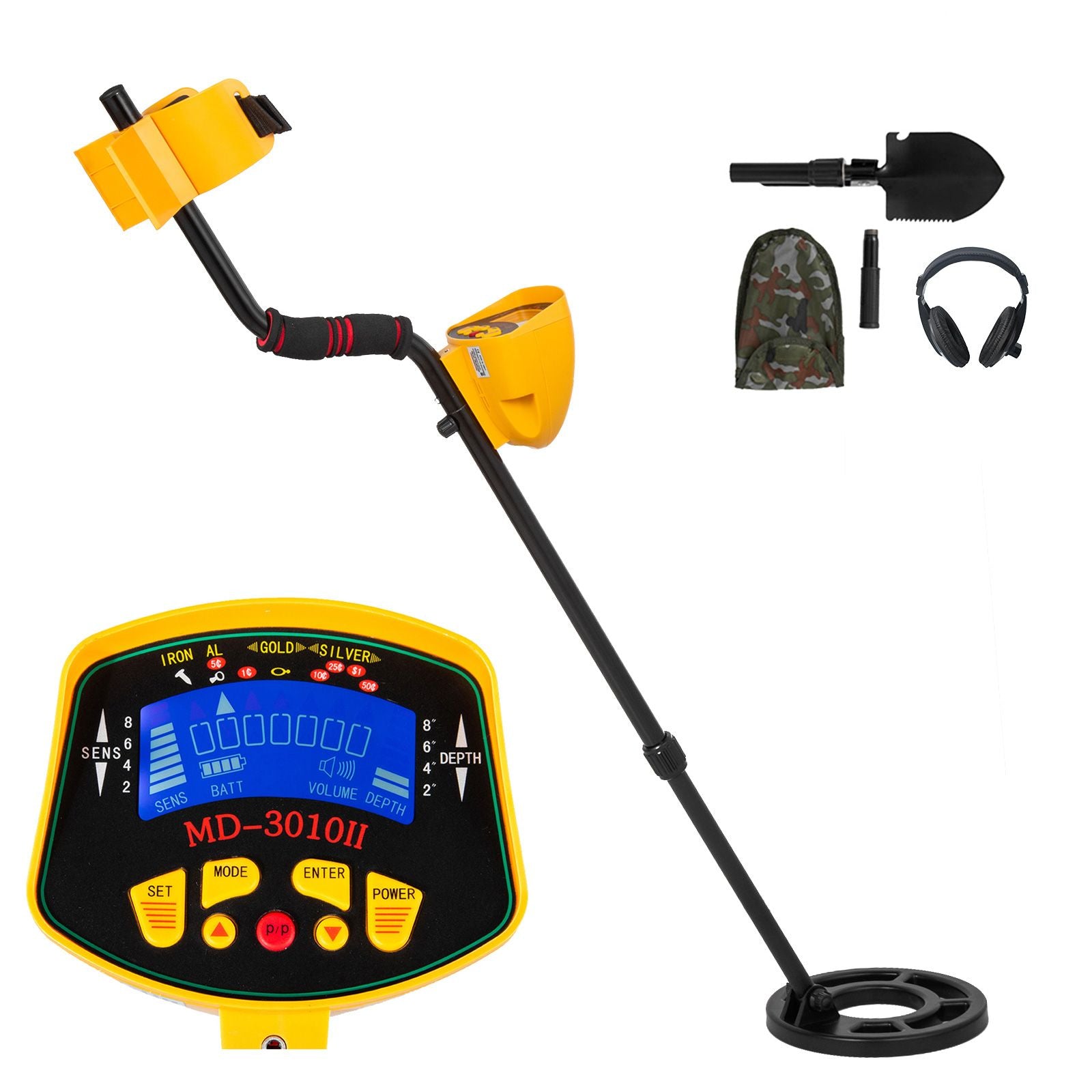 Metal Detector Waterproof Disc Metal detectors Underwater Underground high Accuracy LCD Display Metal Detector for Adults and Children Headphone Automatic Detector (Yellow 3010)