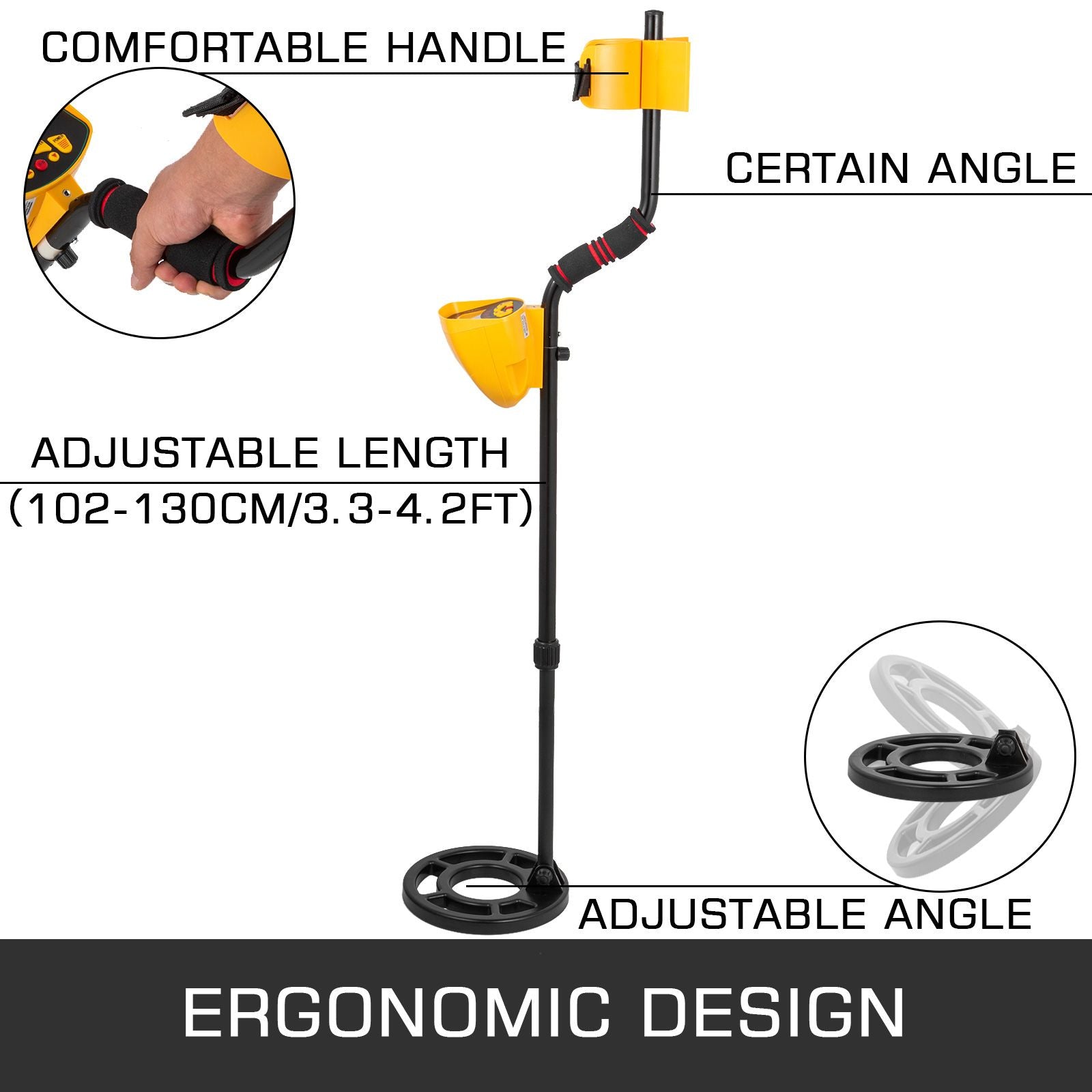 Metal Detector Waterproof Disc Metal detectors Underwater Underground high Accuracy LCD Display Metal Detector for Adults and Children Headphone Automatic Detector (Yellow 3010)