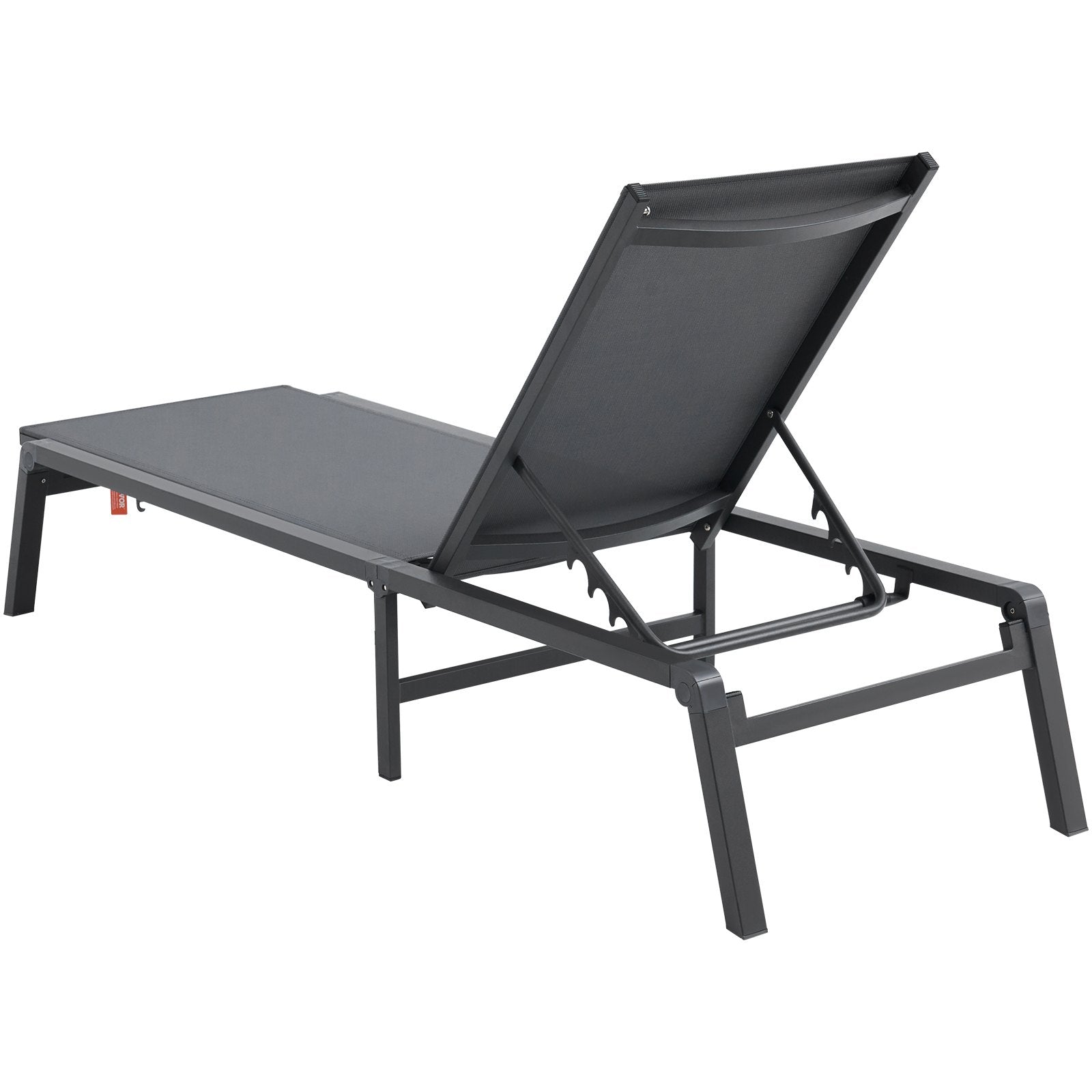 Chaise Lounge Chair Outdoor, Aluminum Patio Lounge Chair with Adjustable 5-Position, Folding Pool Lounge Chair Recliner and Full Flat Tanning Chair for Patio, Beach, Pool, Dark Grey