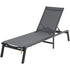Chaise Lounge Chair Outdoor, Aluminum Patio Lounge Chair with Adjustable 5-Position, Folding Pool Lounge Chair Recliner and Full Flat Tanning Chair for Patio, Beach, Pool, Dark Grey