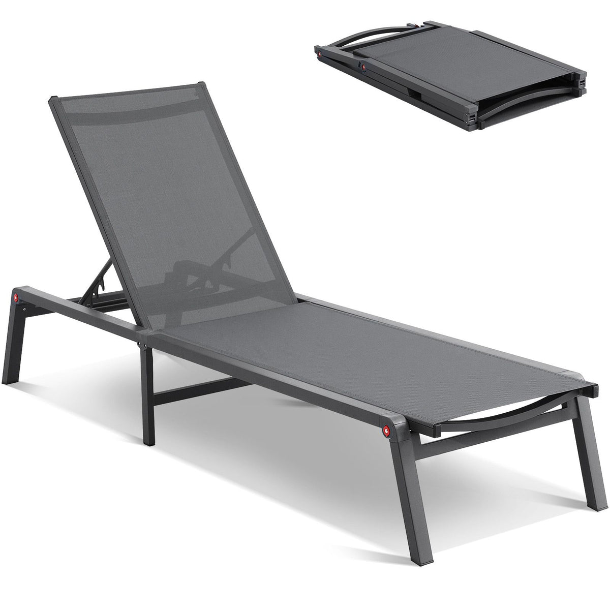 2pc Outdoor Aluminium Chaise Lounge Chair 5-Position Adjustable Patio Set