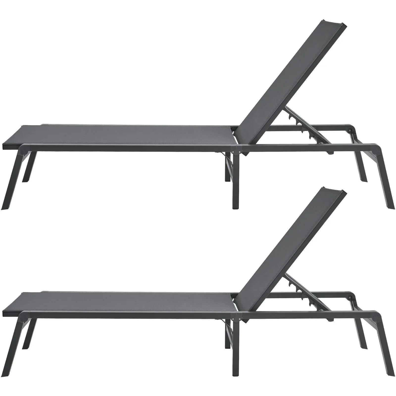 Chaise Lounge Chair Outdoor Patio Lounge Chair Adjustable 5-Position 2 pcs