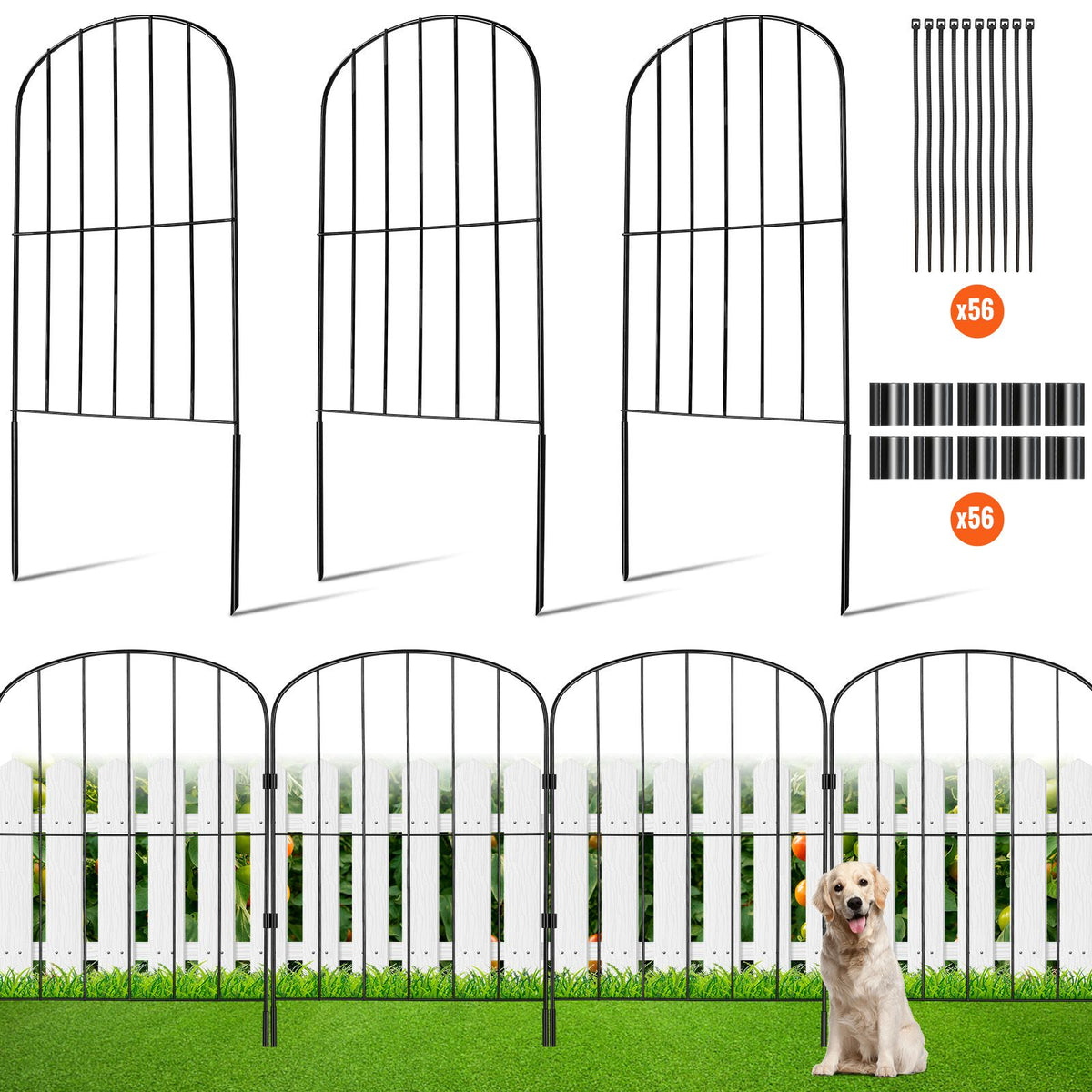 Garden Fence, No Dig Fence 61 x 33 cm Animal Barrier Fence, Underground Decorative Garden Fencing with 5.08 cm Spike Spacing, Metal Dog Fence for the Yard and Outdoor Patio, 28 Pack