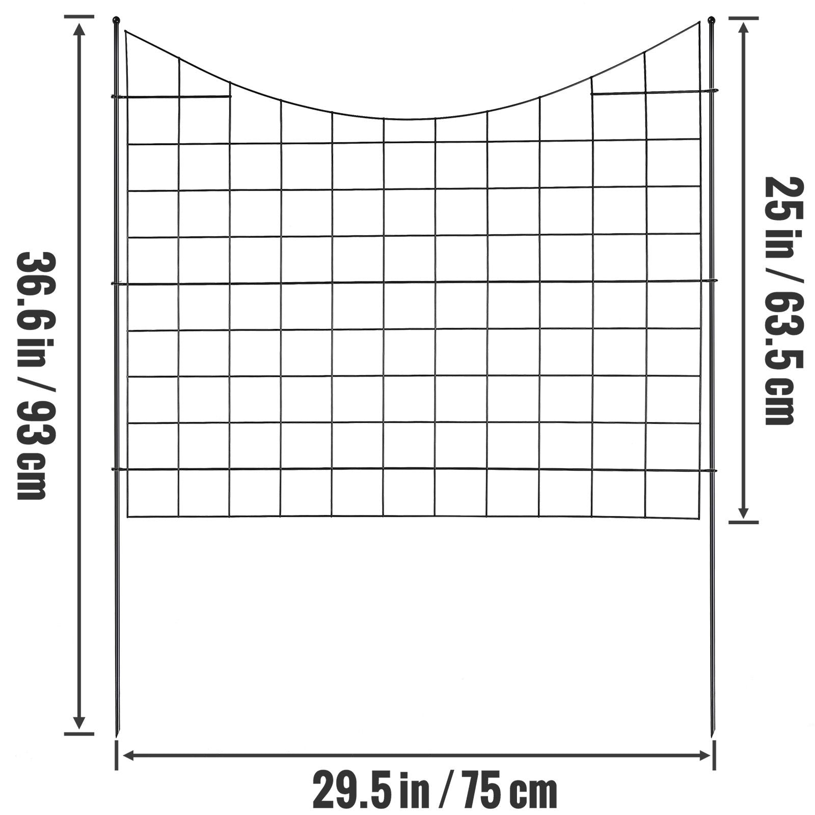 Garden Fence, 75×93 cm Animal Barrier Fence, Underground Decorative Garden Fencing with 6.38 cm Spike Spacing, Metal Dog Fence for the Yard and Outdoor Patio, 5 Pack