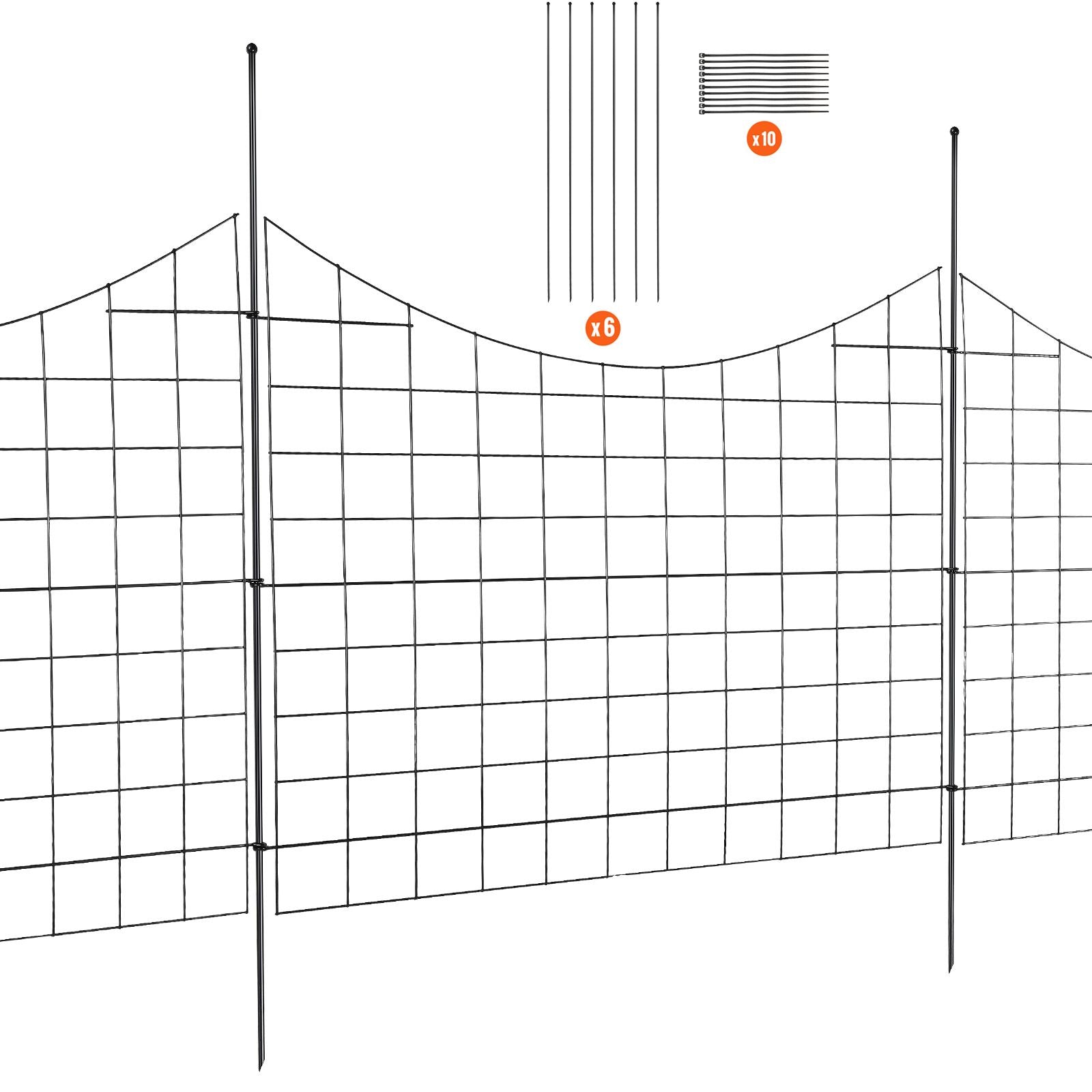 Garden Fence, 75×93 cm Animal Barrier Fence, Underground Decorative Garden Fencing with 6.38 cm Spike Spacing, Metal Dog Fence for the Yard and Outdoor Patio, 5 Pack
