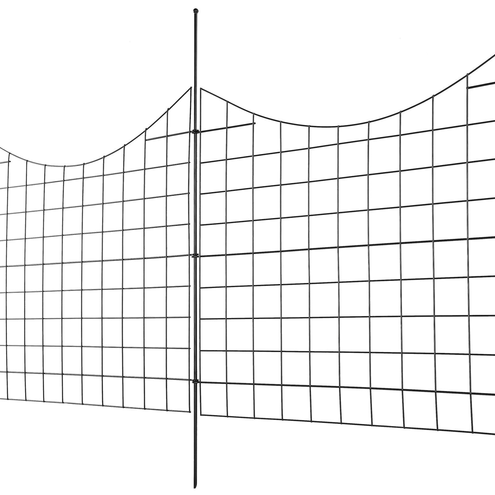 Garden Fence, 75×93 cm Animal Barrier Fence, Underground Decorative Garden Fencing with 6.38 cm Spike Spacing, Metal Dog Fence for the Yard and Outdoor Patio, 5 Pack
