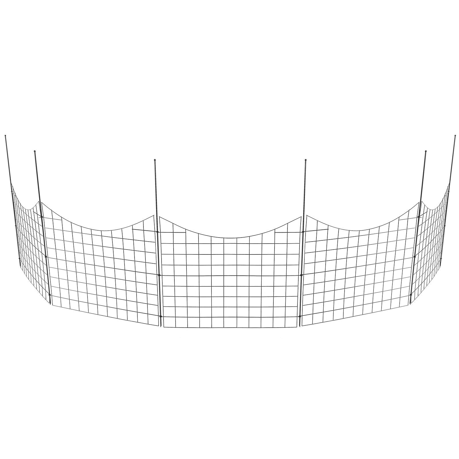 Garden Fence, 75×93 cm Animal Barrier Fence, Underground Decorative Garden Fencing with 6.38 cm Spike Spacing, Metal Dog Fence for the Yard and Outdoor Patio, 5 Pack