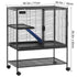 36" Metal Small Animal Cage 2-Tier Rolling Ferret Cage with Tray A Ramp