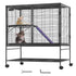 39" Metal Small Animal Cage 2-Tier Rolling Ferret Cage with Tray A Ramp