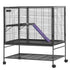 39" Metal Small Animal Cage 2-Tier Rolling Ferret Cage with Tray A Ramp