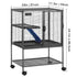 34" Metal Small Animal Cage 2-Tier Rolling Ferret Cage with Tray A Ramp