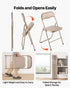 4 Pack Folding Chairs, Foldable Leather Chairs with Heavy Duty Metal Frame & Padded Cushion, Portable Folding Card Table Chairs, Stackable Seats for Home, Yard, Garden, Parties, Events, Khaki