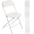 4 Pack Folding Chairs, Foldable Plastic Chairs with Heavy Duty Metal Frame, Portable Folding Card Table Chairs, Stackable Indoor Outdoor Seats for Home, Yard, Garden, Parties, Events, White