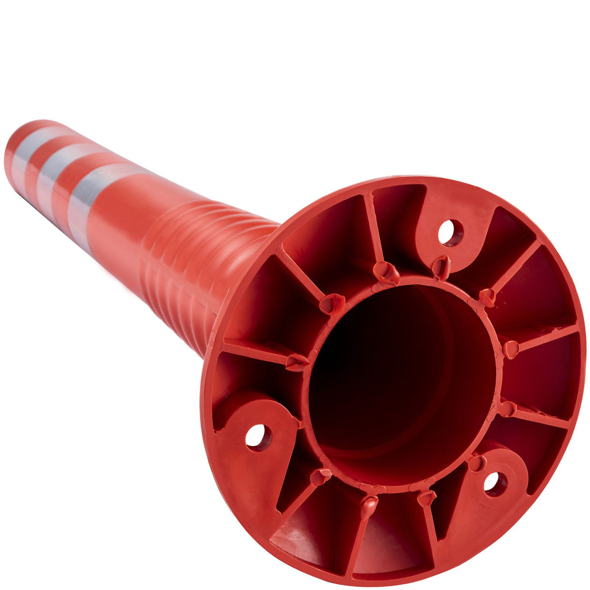 6-Pack Flexible Traffic Delineator Posts, 30in Reflective Spring Cones