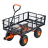 Dump Cart, Metal Garden Dump Cart with Easy to Assemble Frame, Dump Wagon with 2-in-1 Convertible Handle, Utility Wheelbarrow 399kg Capacity, 25.4cm Tires