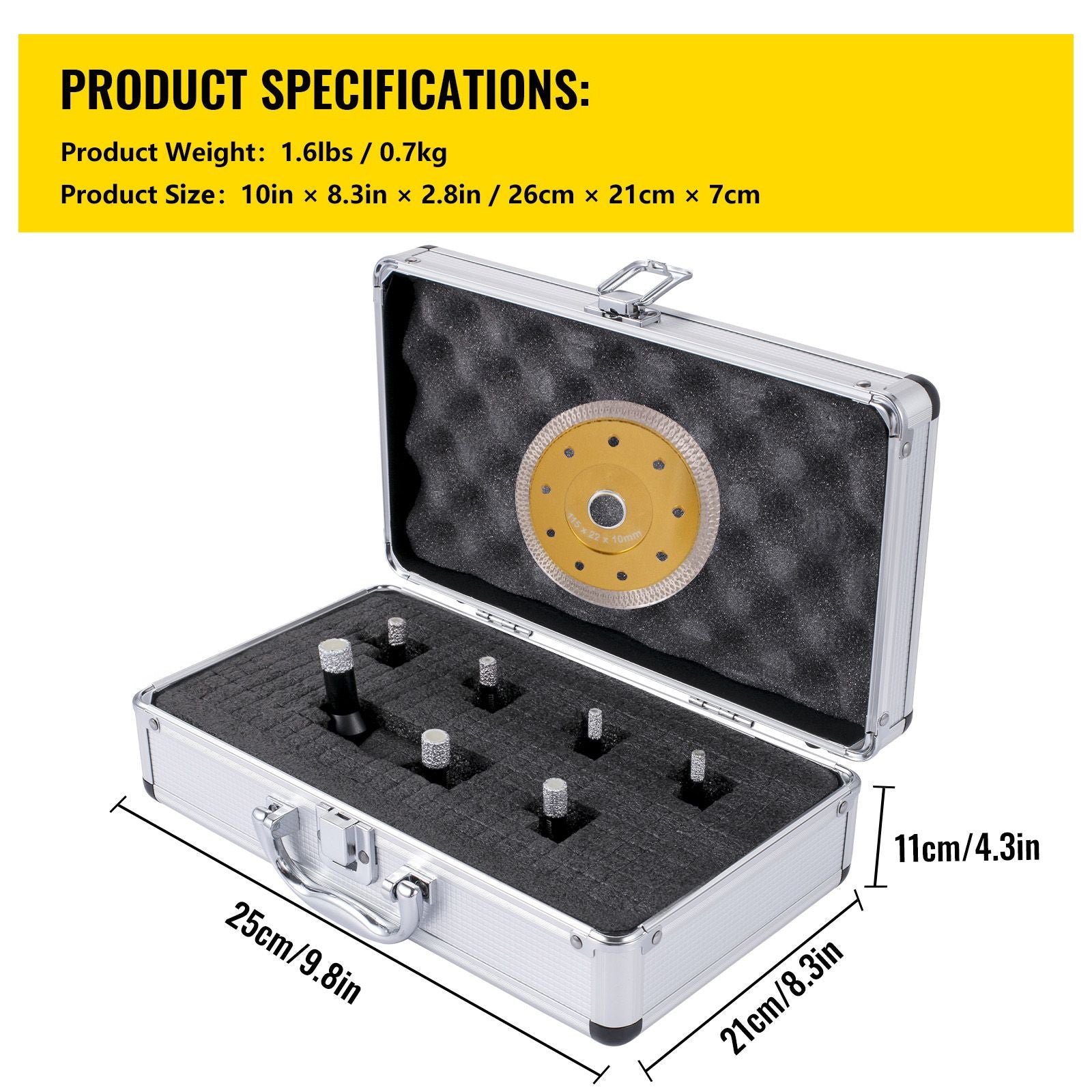 Diamond Drill Bits 7PCS Diamond Hole Saw 6/6/8/8/10/12/14mm Tile Hole Saw Kit Vacuum Brazed Diamond Drill Bit 0.59in/15mm Segment Tile Hole Saw w Storage Case for Tile Ceramic Porcelain Marble