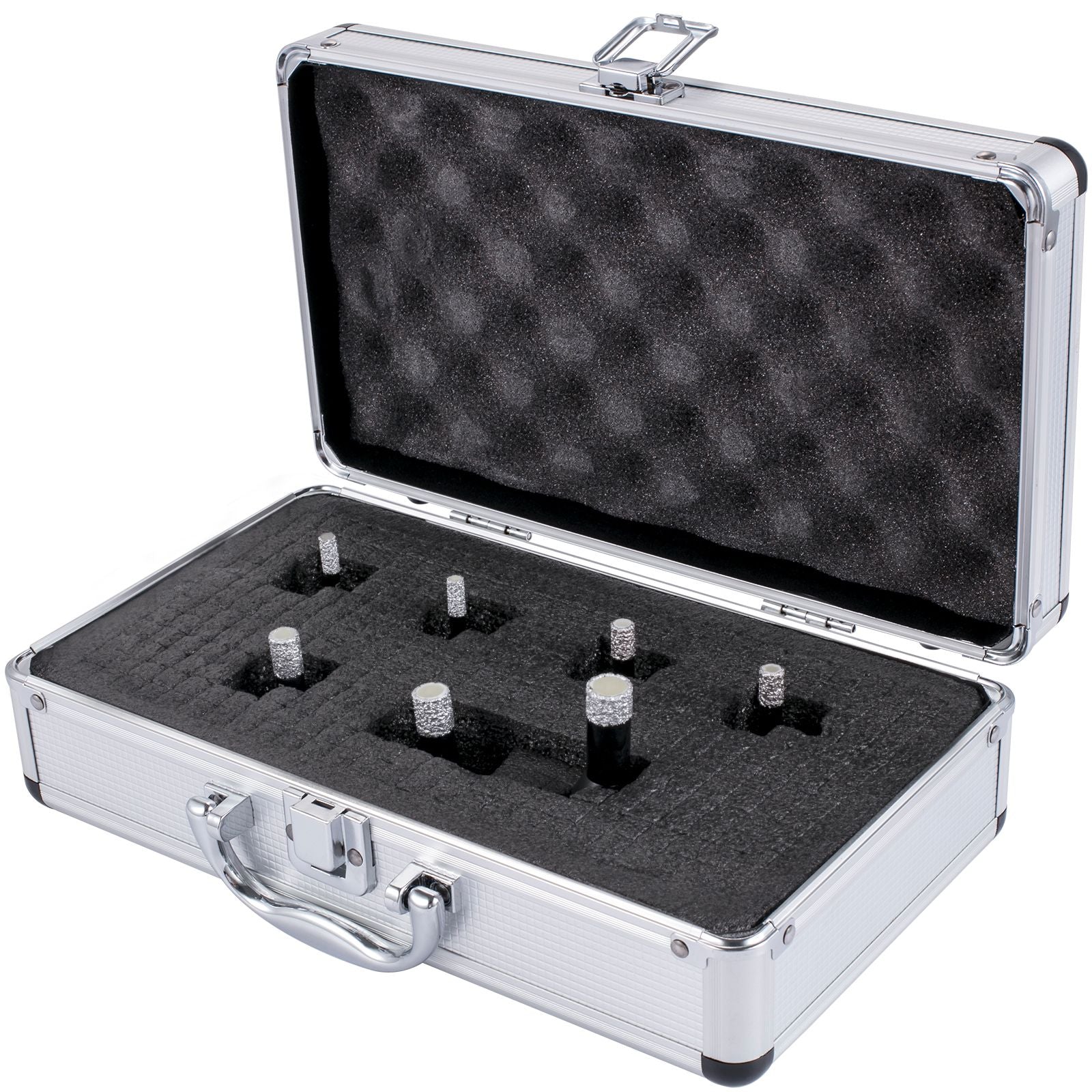 Diamond Drill Bits 7PCS Diamond Hole Saw 6/6/8/8/10/12/14mm Tile Hole Saw Kit Vacuum Brazed Diamond Drill Bit 0.59in/15mm Segment Tile Hole Saw w Storage Case for Tile Ceramic Porcelain Marble