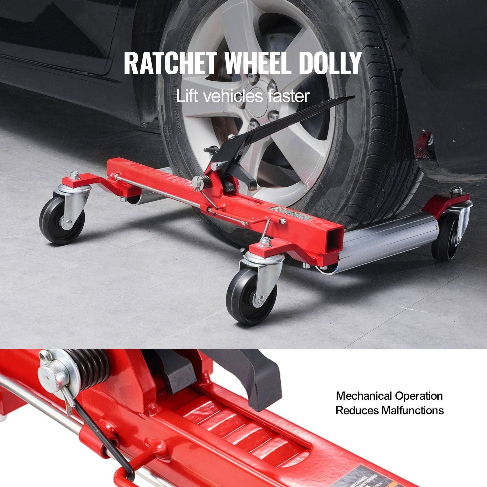 1500lb Wheel Dolly Car Positioning Jack Dolly with 360° Swivel Casters